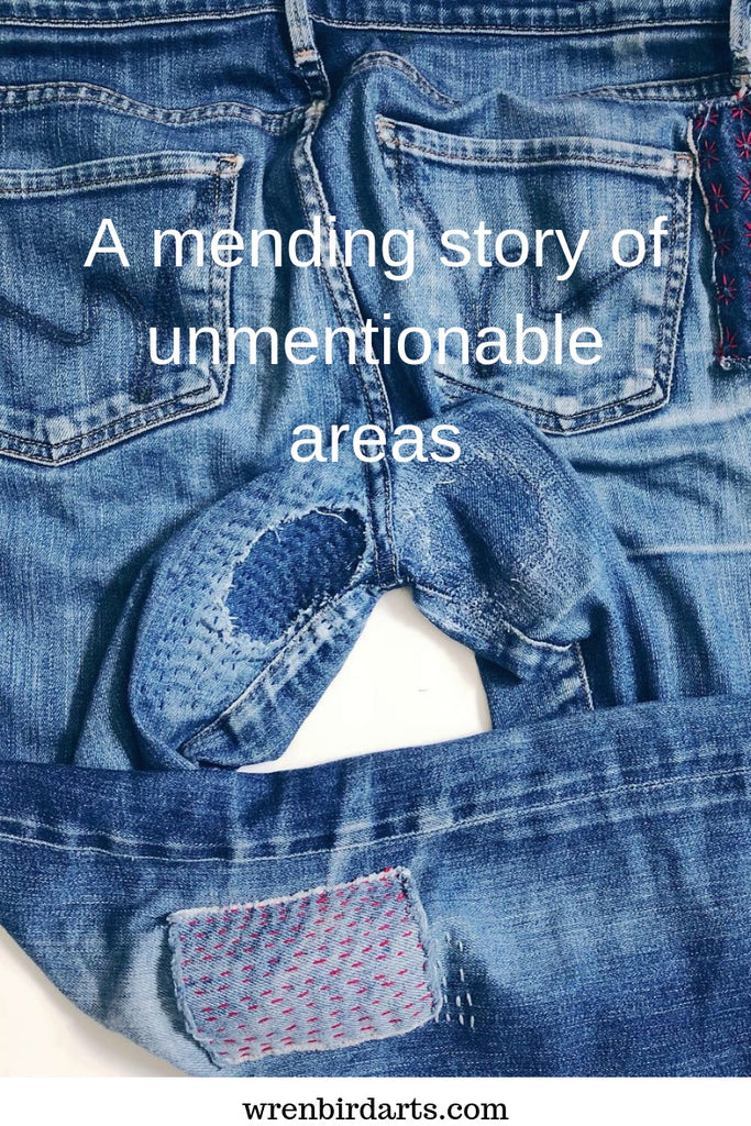 Inner thigh patch on jeans : r/Visiblemending