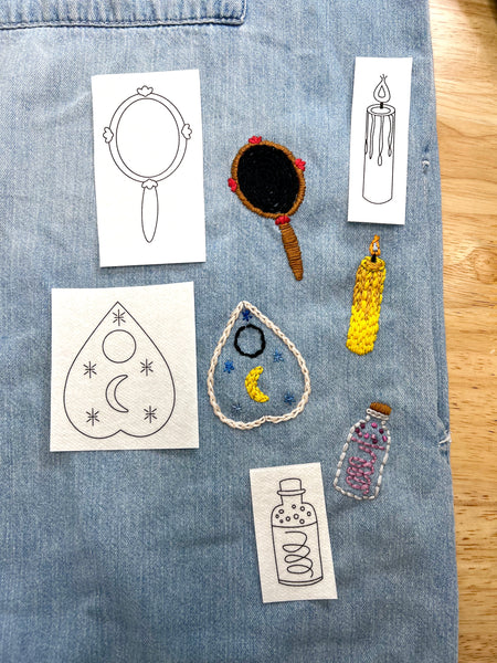 Witchy Washable Embroidery Transfer Set