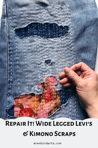 Mending Project: Wide Legged Levi's & Kimono Scraps