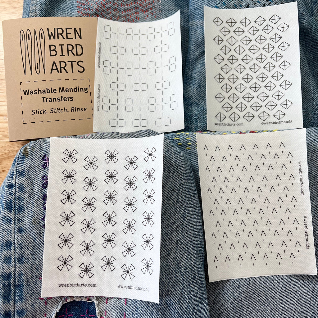 Transfer Pattern Set Washable Mending Transfer Patterns Set #8 Craft Brown Visible Mending ...