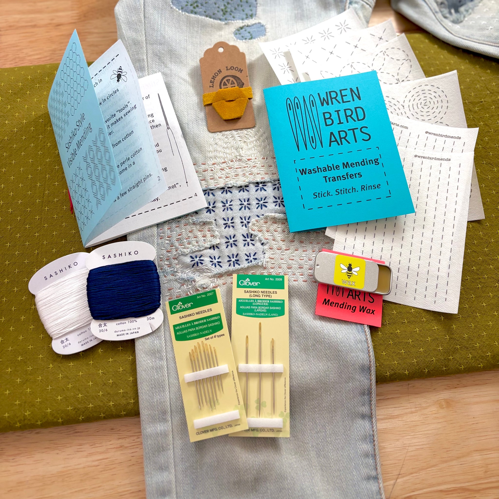 Sashiko Style Visible Mending Supply Kit