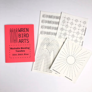 Washable Mending Transfers Set #2 Red Whimsical Visible Mending Design Patterns