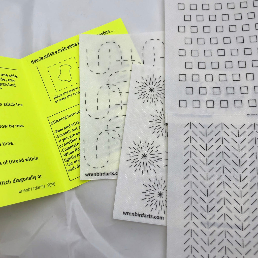 Visible Mending Transfer Patterns Series 4 Green Sticky Washable Mending  Templates 